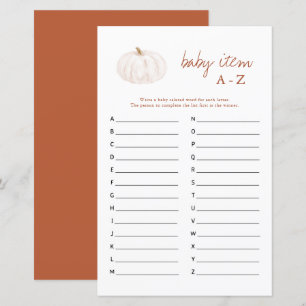 Boho Fall Pumpkin Baby Item A-Z Baby Shower Game