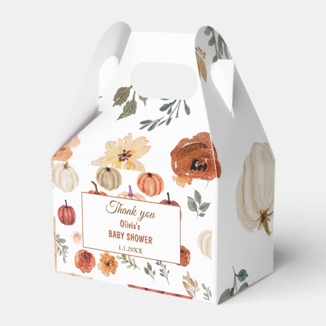 Boho Fall Pumpkin Baby Shower Favor Box (Front Side)