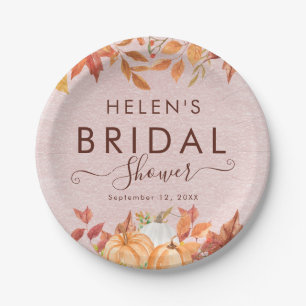 Boho Fall Pumpkin Bridal Shower Paper Plate