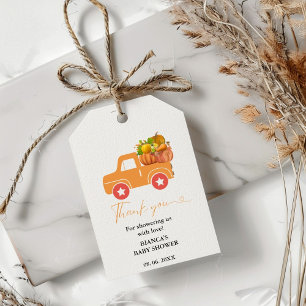 Boho Fall pumpkin car thank You BAby shower Gift Tags