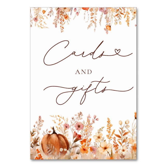 Boho Fall Pumpkin Cards and Gifts Sign (Front)