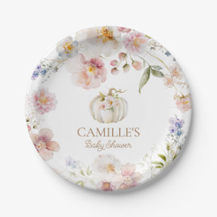 Boho Fall Pumpkin Girl Baby Shower Paper Plates