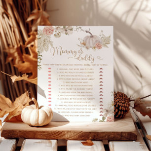 Boho fall Pumpkin mommy or daddy baby shower game