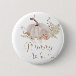 Boho fall pumpkin Mommy to be Button