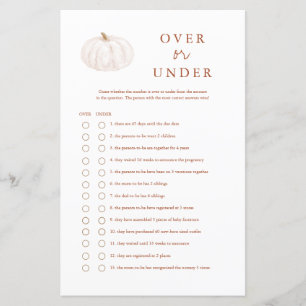 Boho Fall Pumpkin Over Or Under Baby Shower Games