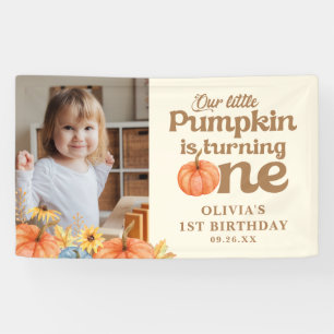 Boho Fall Pumpkin Photo 1st Birthday Banner