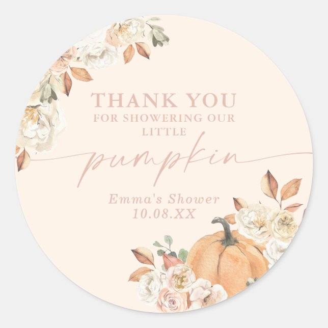 Boho Fall Pumpkin Thank You Favour Sticker (Front)