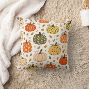 Boho Fall Pumpkin Throw Pillow