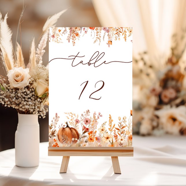 Boho Fall Pumpkin Wedding Table Number (Creator Uploaded)