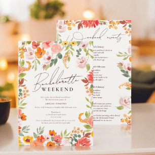 Boho fall rustic hand painted bachelorette weekend invitation