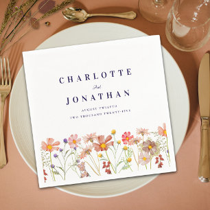 Boho Fall Rustic Wildflower Floral Wedding Napkin