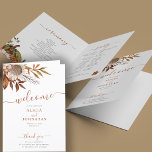 Boho fall watercolor floral terracotta wedding program<br><div class="desc">Modern rustic watercolor botanical flowers,  pumpkins,  foliage,  and dried leaves making a chic autumn fall elegant custom wedding program template with a trendy handwriting calligraphy script and earthy terracotta beige colour palette.                  Easy to personalize it with your details on the front and inside!</div>