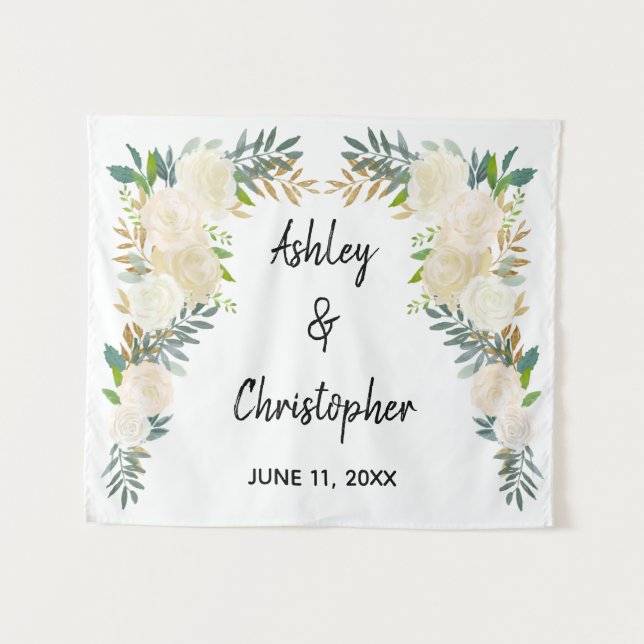 Boho Fall Wedding Back drop, Ceremony Decorations Tapestry (Front (Horizontal))