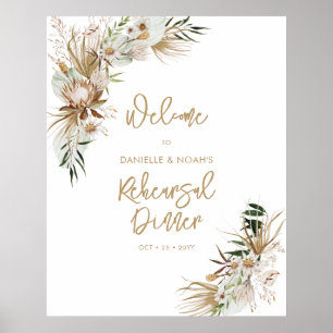 Boho Fall Wedding Rehearsal Dinner Welcome Poster