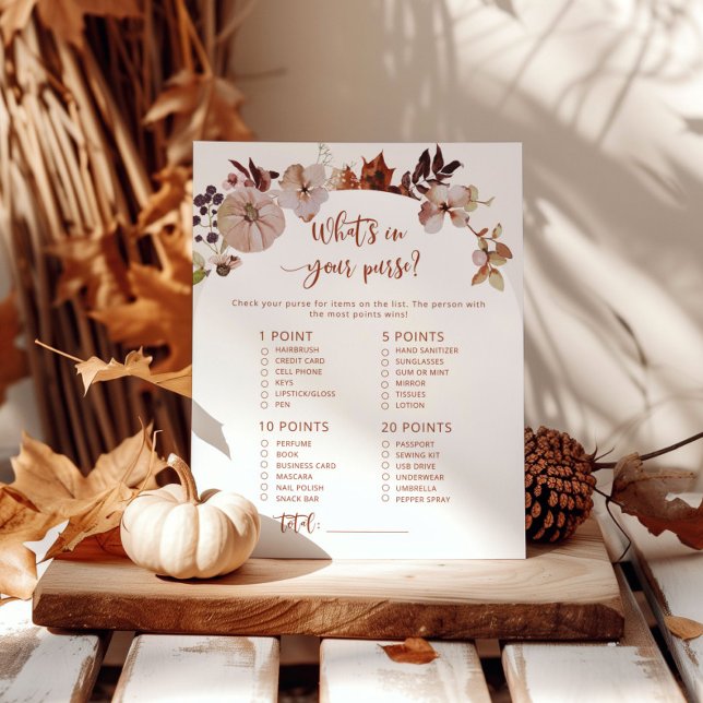 Boho fall What's in your purse baby shower game (Creator Uploaded)