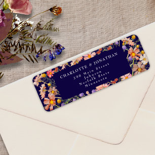 Boho Fall Wildflower Floral Navy Blue Wedding