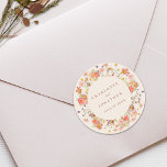 Boho Fall Wildflower Personalized Wedding Classic Round Sticker<br><div class="desc">Show your gratitude in style with this Boho Floral elegant fall beige with burnt orange terracotta typography script custom Wedding Sticker, designed to add a heartfelt and personal touch to your autumn celebration. Featuring a beautiful arrangement of hand-painted wildflowers, this sticker captures the cozy charm of a boho garden meadow...</div>