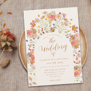 Boho Fall Wildflower Terracotta Wedding Invitation