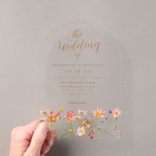 Boho fall Wildflower Wedding Acrylic Invitations