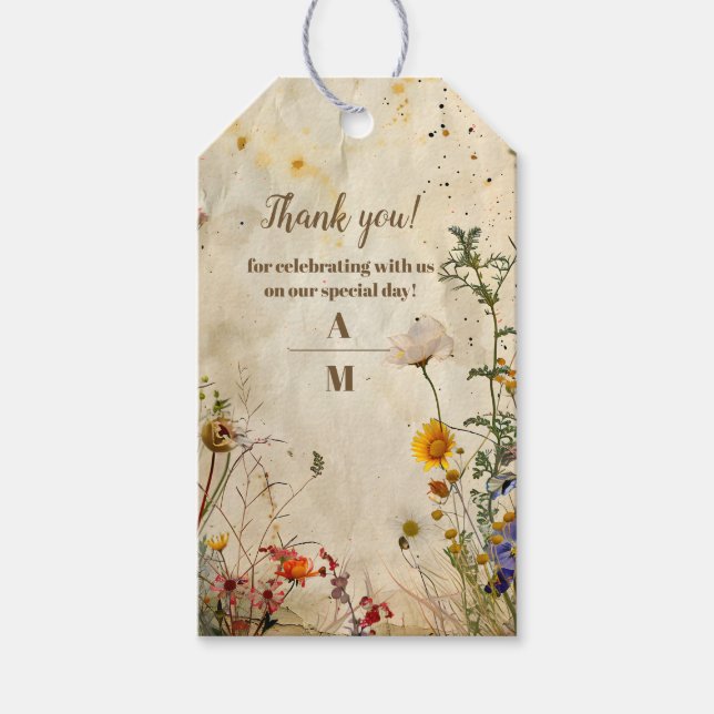 Boho Fall Wildflower Wedding Gift Tags (Front)