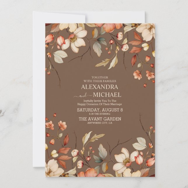 Boho Fall Wildflower Wedding Invitation (Front)