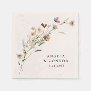 Boho Fall Wildflower Wedding Napkin