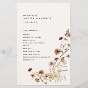 Boho Fall Wildflower Wedding Program