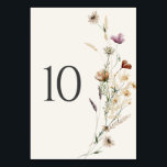 Boho Fall Wildflower Wedding Table Number<br><div class="desc">Add a finishing touch to your wedding decor with this elegant fall wildflower table number.</div>