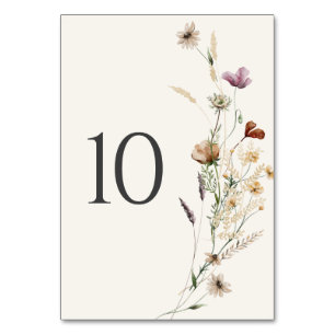 Boho Fall Wildflower Wedding Table Number