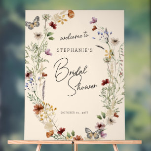 Boho Fall Wildflowers Wedding Welcome Acrylic Sign