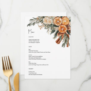 Boho Fall Winter Menu card names on back