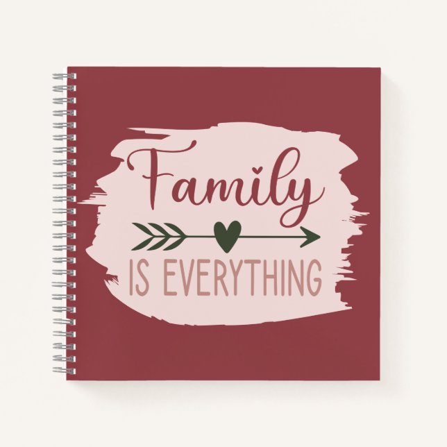 Boho Family is Everything Dusty Pink Brush Stroke Notebook (Front)