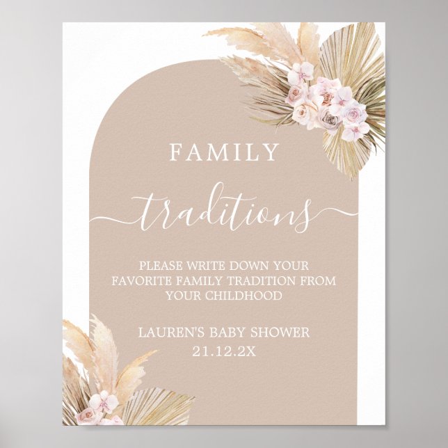 Boho Family Traditions Baby Shower Sign (Front)