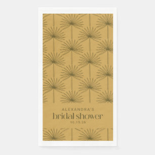 Boho Fan Palm Leaf Botanical Mustard Bridal Shower Napkin