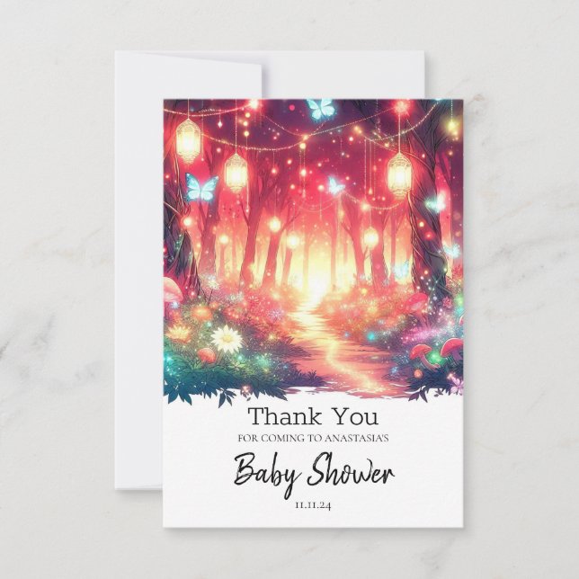 Boho Fantasy Enchanted Forest Baby Shower  Thank You Card (Front)