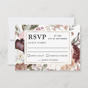 Boho Fantasy Watercolor Floral Wedding RSVP Card