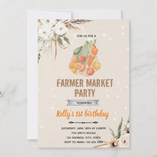 Boho farmer market theme invitation