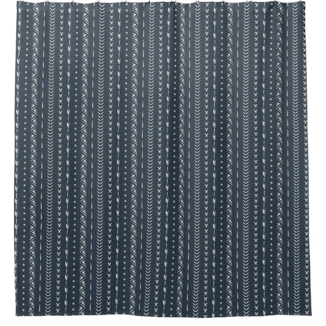 Boho Farmhouse Arrow Stripe Geometric Dark Blue (Front)