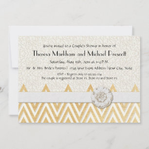 BOHO Faux Burlap n Lace cHEVRON modern mod style Invitation