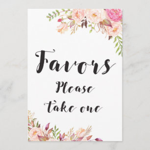 Boho Favours please take one Sign 5x7" Size Invitation