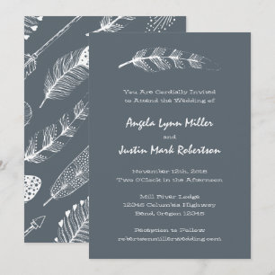 Boho Feather and Arrows Wedding Invitation