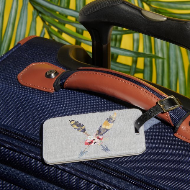 Boho Feather Arrows Luggage Tag (Front Insitu 3)