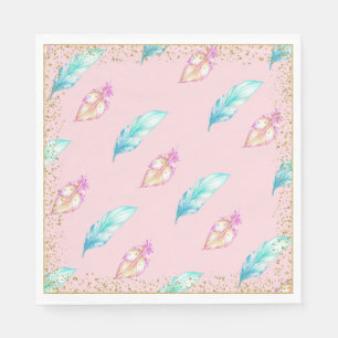 Boho Feather Baby Shower Paper Napkins