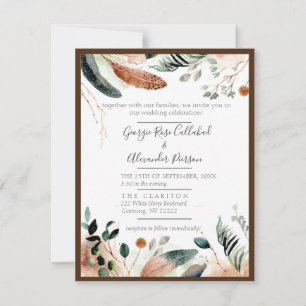 Boho Feather & Eucalyptus Faire-part de mariage