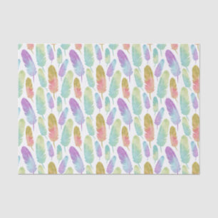 Boho Feather Pattern Watercolor Rainbow Tissue Paper