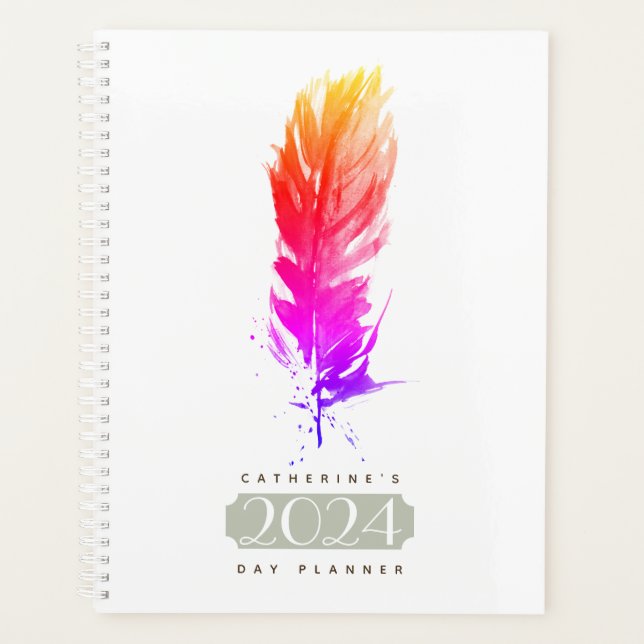 Boho Feather Personalized Day Planner Agenda (Front)