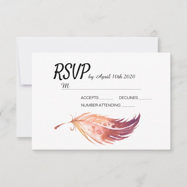 Boho Feather RSVP cards (Front)