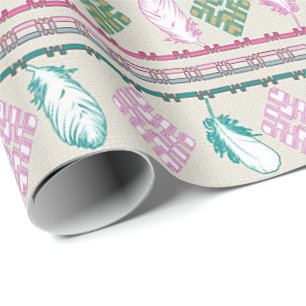 Boho Feathers  Ethnic Wrapping Paper