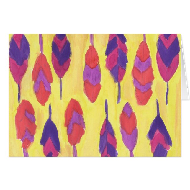 Boho Feathers Greeting Card (Front Horizontal)
