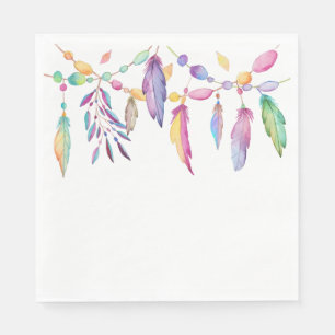 Boho Feathers Native American Indian Wedding Party Napkin